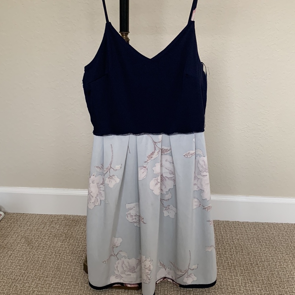 Monteau navy blue floral skater dress medium - Picture 8 of 8